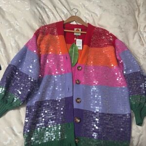 FARM Rio sequin rainbow cardigan